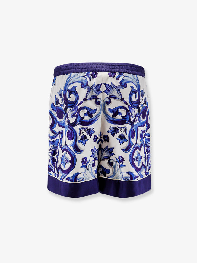 Dolce & Gabbana Silk Shorts With Maiolica Print