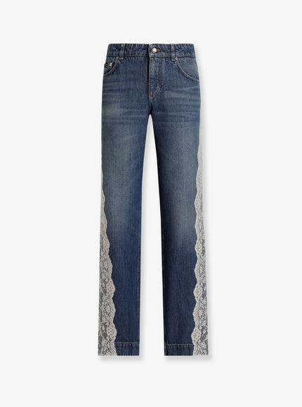 Dolce & Gabbana Blue Denim Jeans With Lace Profiles Denim
