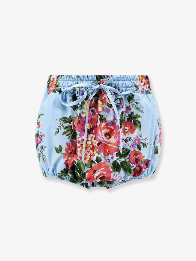 Dolce & Gabbana Poplin Culottes With Flower Print 42 Celeste
