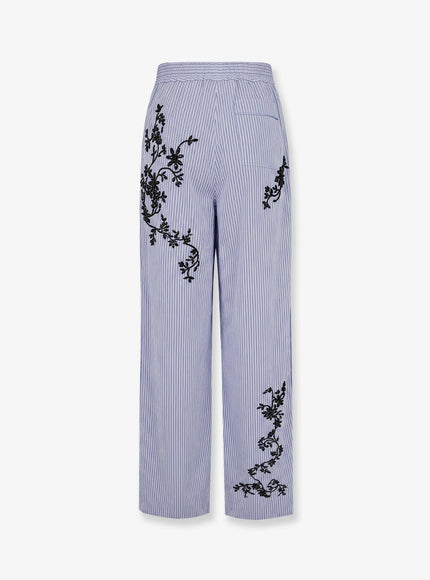 Dolce & Gabbana Cotton And Silk Blend Trousers With Embroidered Flowers