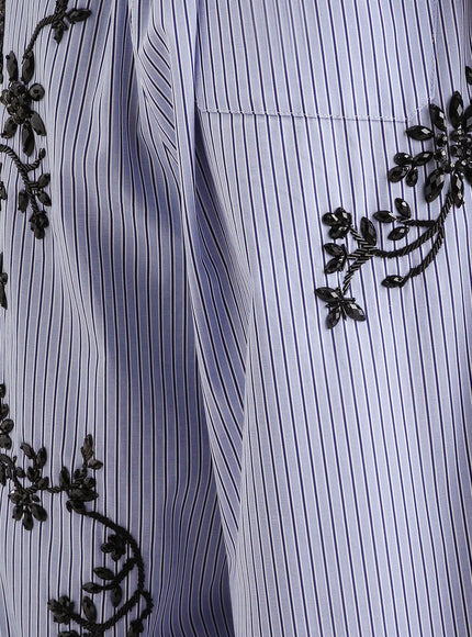 Dolce & Gabbana Cotton And Silk Blend Trousers With Embroidered Flowers