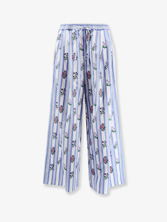Dolce & Gabbana Poplin Trousers With Multicolor Embroidery 44 Rigato