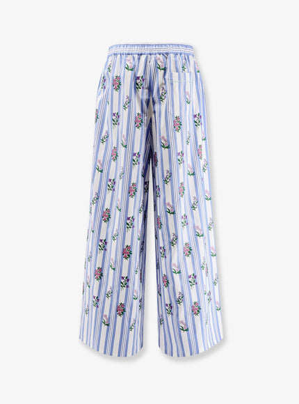 Dolce & Gabbana Poplin Trousers With Multicolor Embroidery