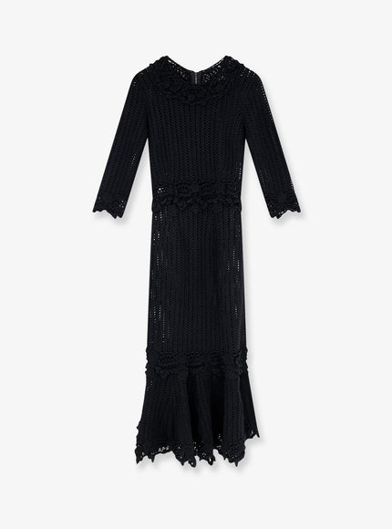 Dolce & Gabbana Crochet Fabric Long Dress 40 Nero