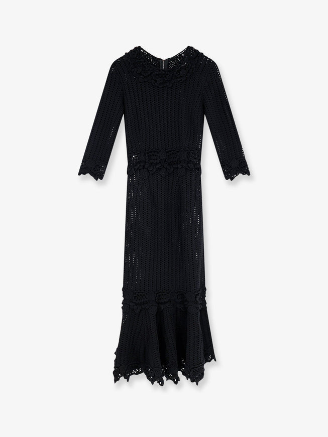 Dolce & Gabbana Crochet Fabric Long Dress 40 Nero
