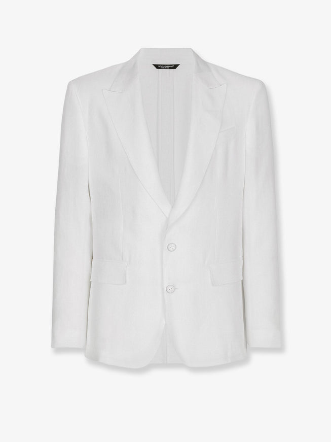 Dolce & Gabbana Sicilia Single-Breasted Linen Blazer 50 Bianco