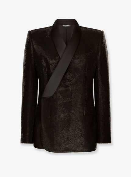 Dolce & Gabbana Siciliatuxedo Blazer With All-Over Sequin Pattern 50 Nero