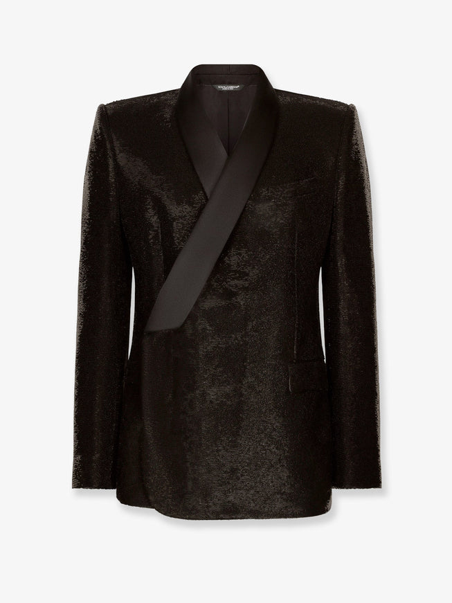 Dolce & Gabbana Siciliatuxedo Blazer With All-Over Sequin Pattern 50 Nero
