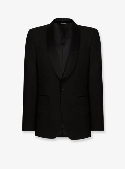 Dolce & Gabbana Sicilia Stretch Wool Tuxedo Blazer 48 Nero