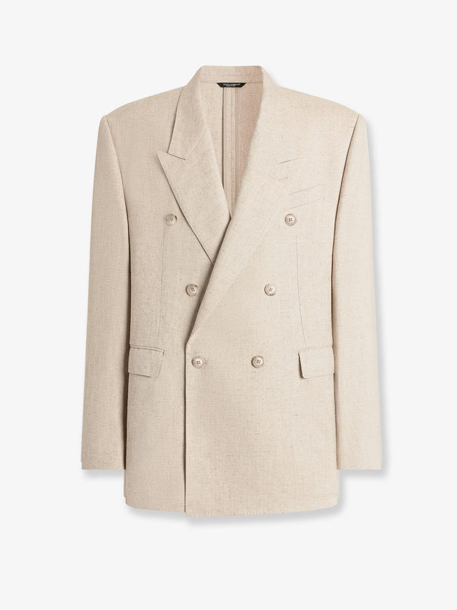Dolce & Gabbana Hemp, Silk And Linen Blazer 50 Beige