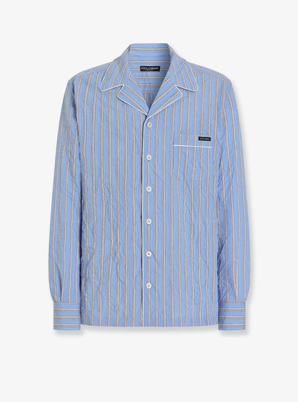 Dolce & Gabbana Vanity Pajamas Froissé Cotton Shirt 38 Celeste