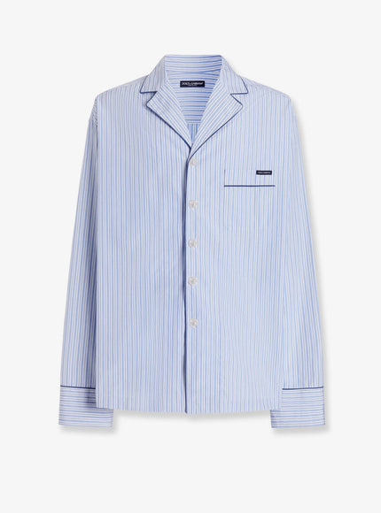 Dolce & Gabbana Camicia Vanity In Cotone E Seta Con Motivo A Righe 40 Celeste