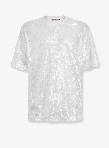 Dolce & Gabbana T-Shirt With All-Over Sequin Detail 52 Bianco