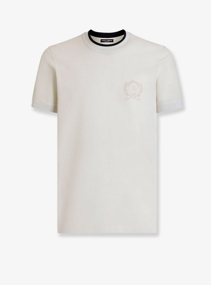 Dolce & Gabbana Technical Fabric T-Shirt With Front Embroidery 48 Bianco