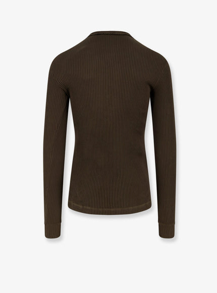 Dolce & Gabbana Ribbed Cotton Sweater With Metal Logo On The Front