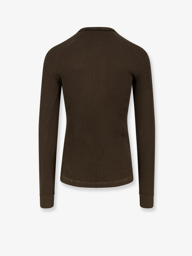 Dolce & Gabbana Ribbed Cotton Sweater With Metal Logo On The Front