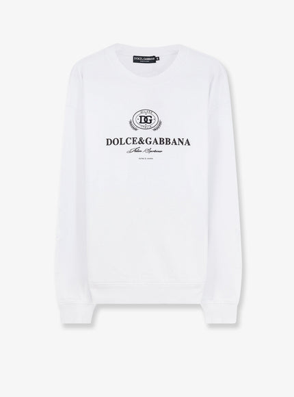 Dolce & Gabbana Cotton Sweatshirt With Logo Print On The Front Bianco