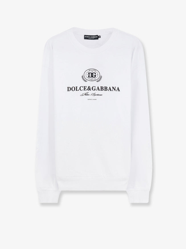Dolce & Gabbana Cotton Sweatshirt With Logo Print On The Front Bianco