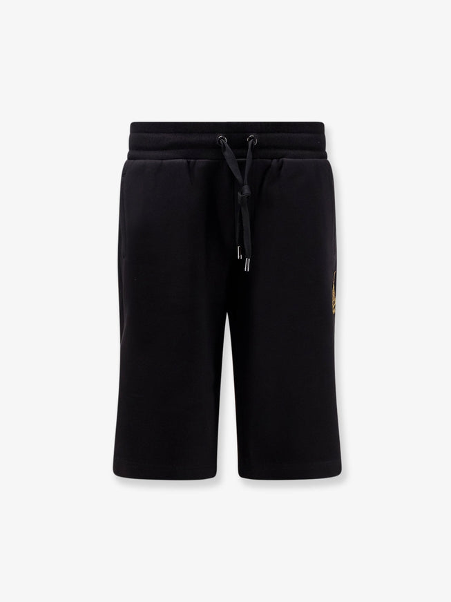 Dolce & Gabbana Cotton Bermuda Shorts With Heraldic Logo Patch Nero