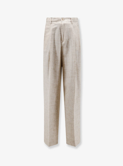 Dolce & Gabbana Viscose And Linen Blend Trousers With Tweed Effect 48 Beige