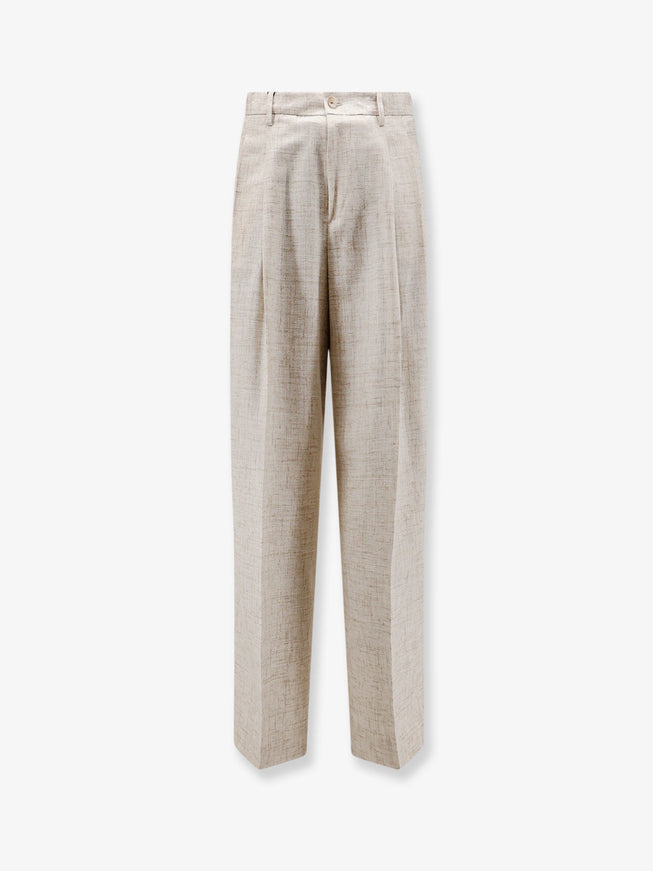 Dolce & Gabbana Viscose And Linen Blend Trousers With Tweed Effect 48 Beige