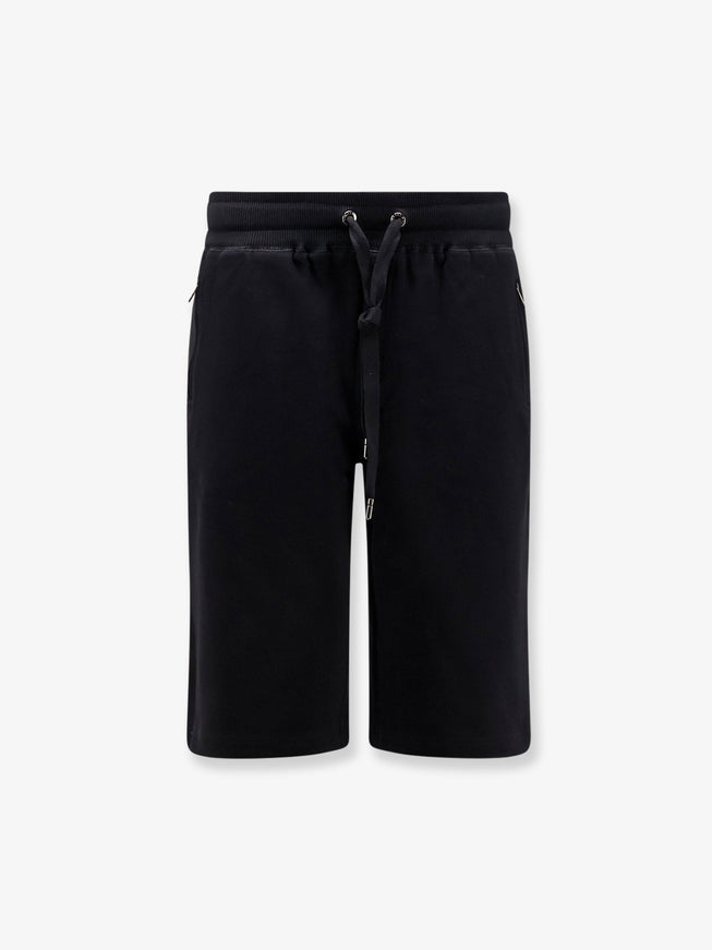 Dolce & Gabbana Cotton Bermuda Shorts With Metal Logo Patch Nero