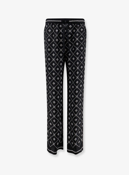 Dolce & Gabbana Cotton And Silk Trousers With Striped Motif Nero