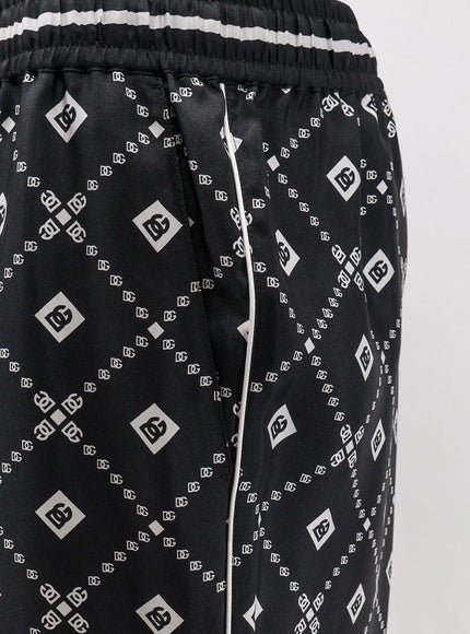 Dolce & Gabbana Cotton And Silk Trousers With Striped Motif