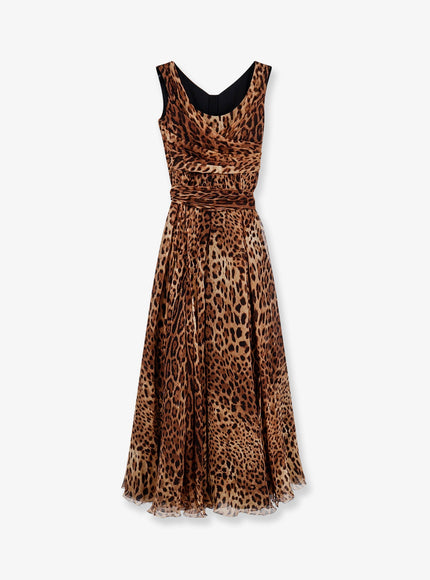 Dolce & Gabbana Long Dress With Animal Print 38 Blu