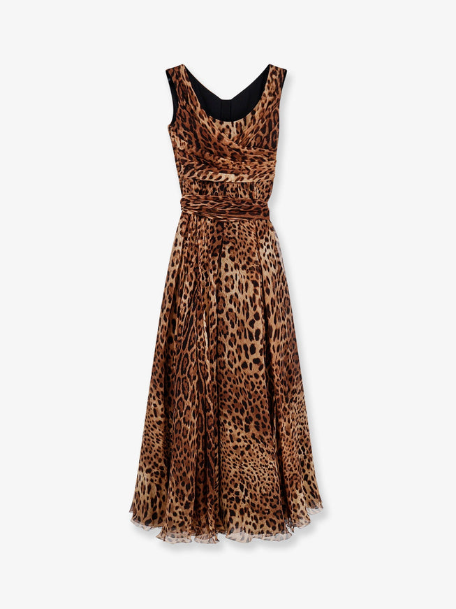 Dolce & Gabbana Long Dress With Animal Print 38 Blu