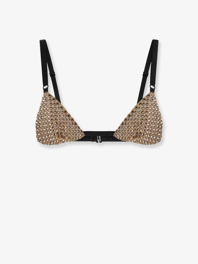 Dolce & Gabbana Lurex Bra With Rhinestones 2 Cappuccino