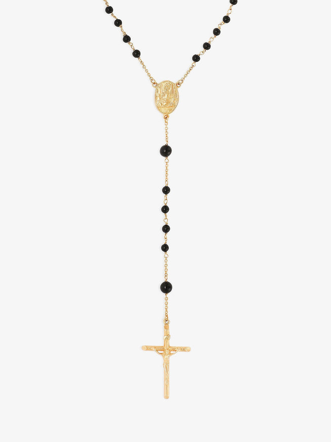 Dolce & Gabbana Gold Brass Rosary With Natural Stones