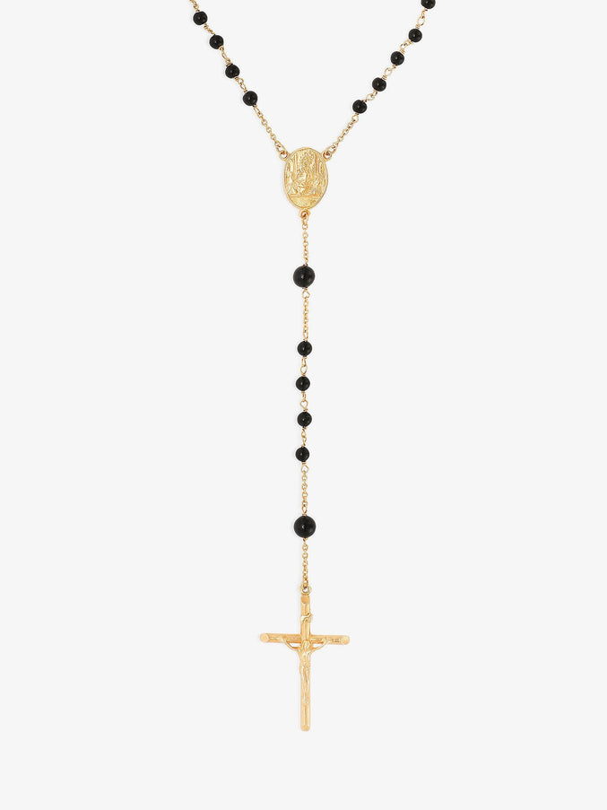 Dolce & Gabbana Gold Brass Rosary With Natural Stones