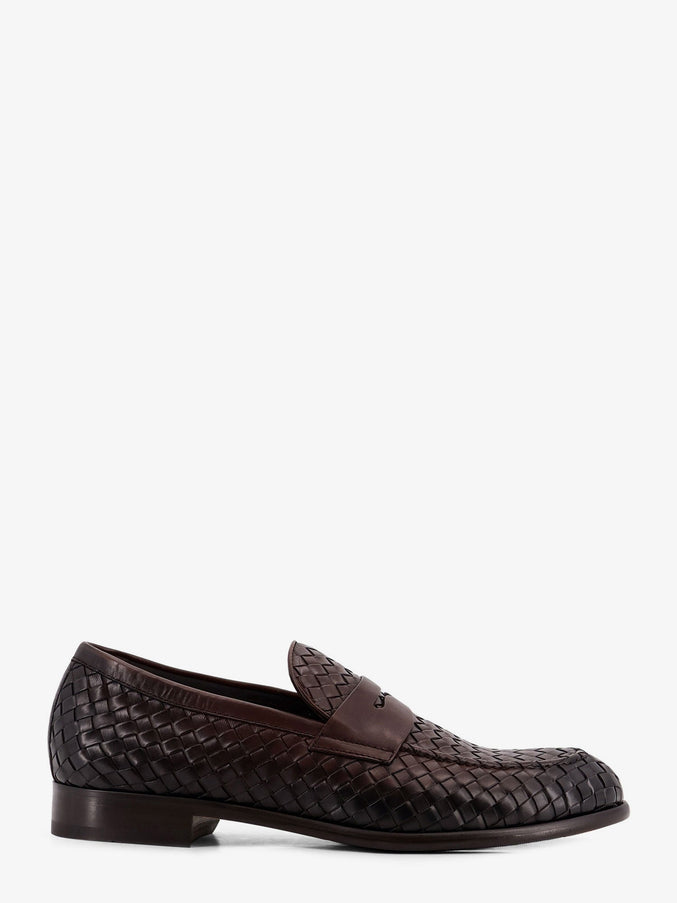 Doucal's Adler Leather Loafers With Woven Pattern Testa Di Moro