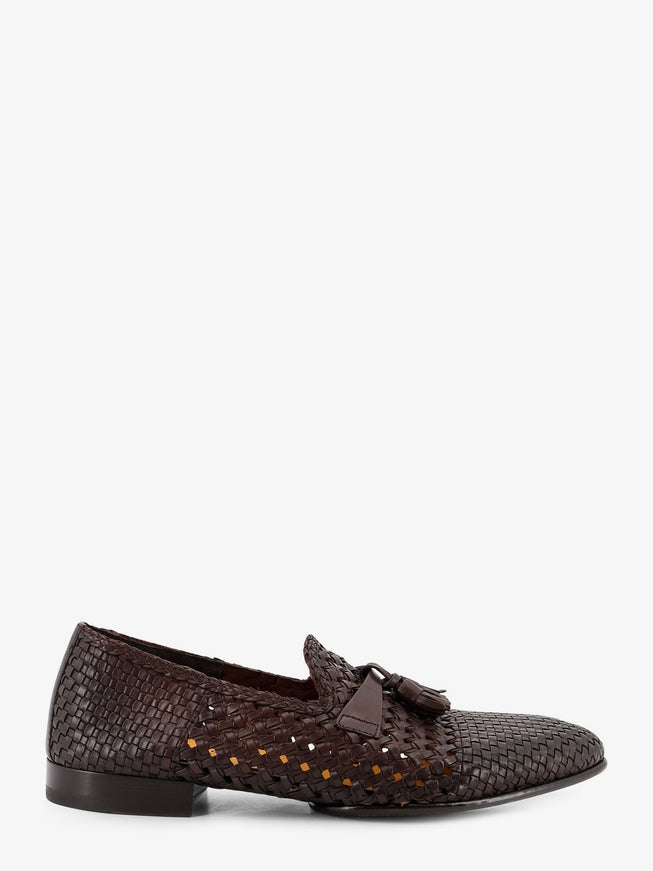 Doucal's Unique Leather Loafers With Woven Detail Testa Di Moro
