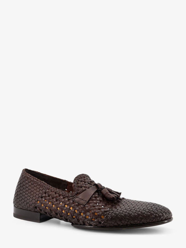 Doucal's Unique Leather Loafers With Woven Detail