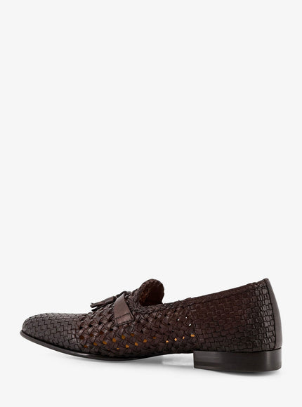 Doucal's Unique Leather Loafers With Woven Detail