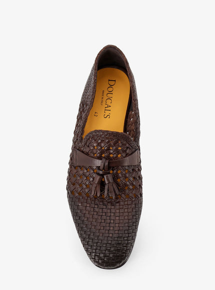 Doucal's Unique Leather Loafers With Woven Detail