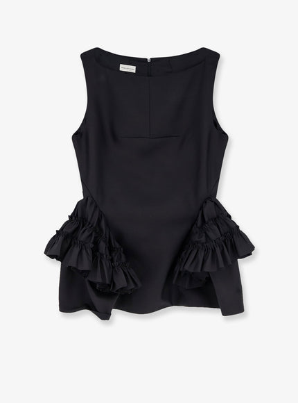 Dries Van Noten Casey Wool And Silk Top Black