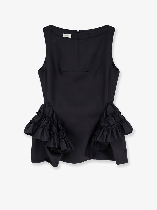 Dries Van Noten Casey Wool And Silk Top Black