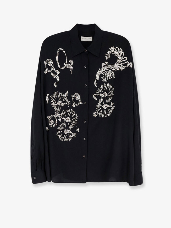 Dries Van Noten Casia Shirt With Rhinestones Black