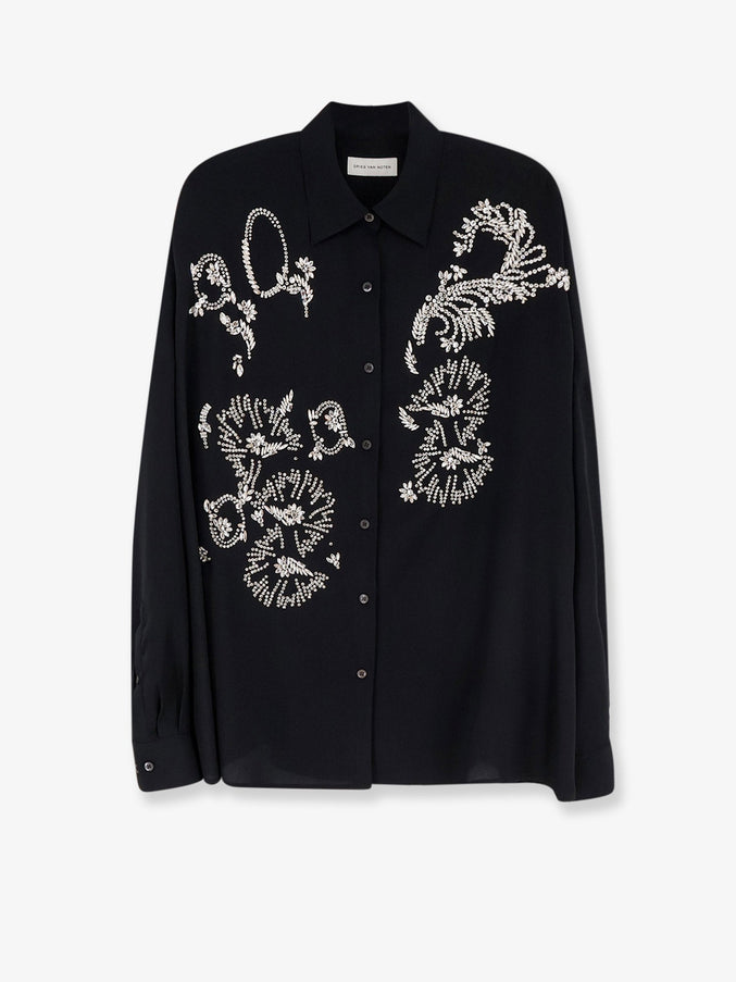 Dries Van Noten Casia Shirt With Rhinestones Black