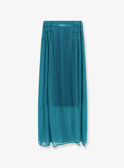 Dries Van Noten Scarlett Silk Skirt Petrol