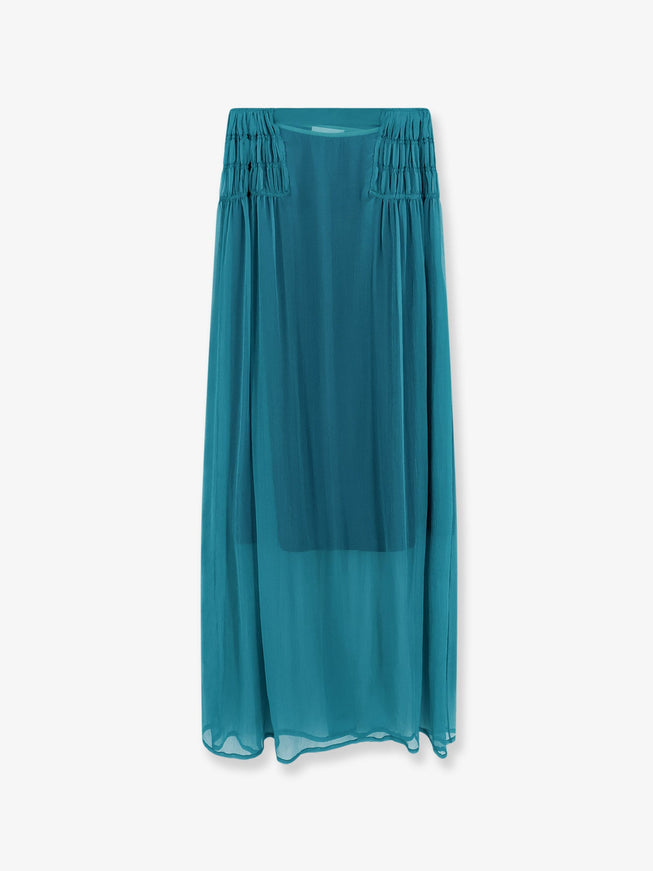 Dries Van Noten Scarlett Silk Skirt Petrol