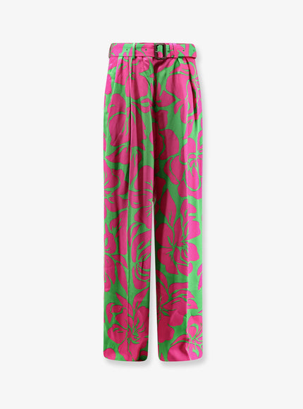Dries Van Noten Peaches Bis Viscose Trousers Green