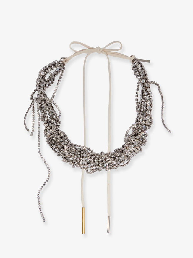 Dries Van Noten W261 Brass Necklace With Rhinestone Detail Uni Silver