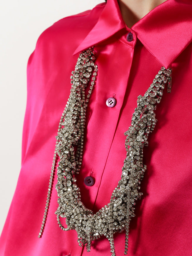 Dries Van Noten W261 Brass Necklace With Rhinestone Detail