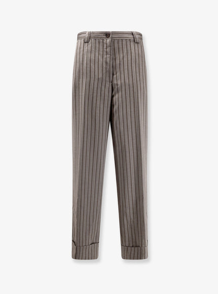 Dries Van Noten Pakora Viscose Trousers With Striped Motif Grey