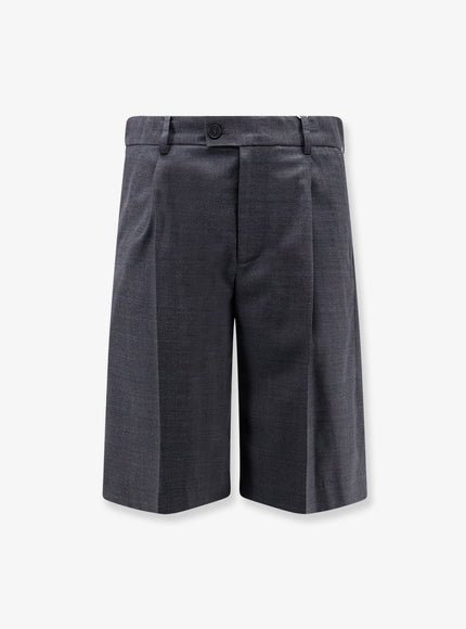 Dunst Pleated Check Wool Blend Bermuda Shorts Greycheck