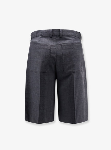 Dunst Pleated Check Wool Blend Bermuda Shorts
